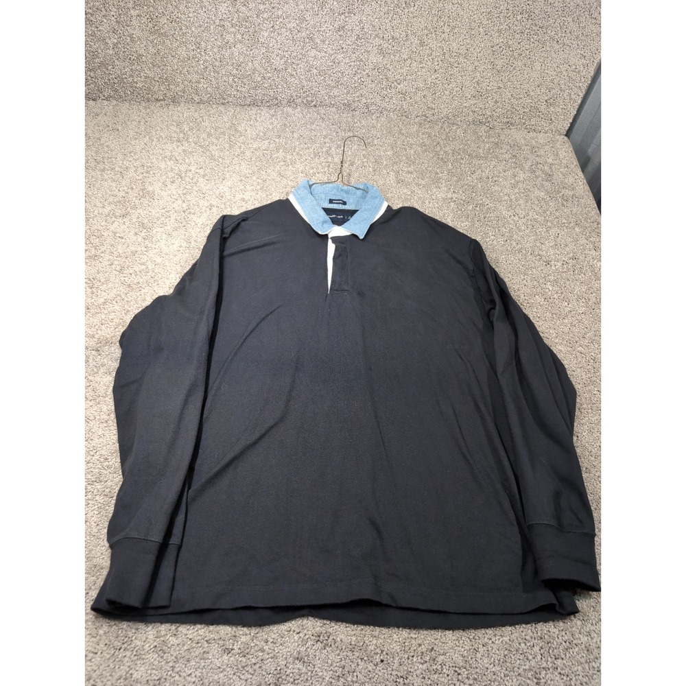 Abercrombie‎ & Fitch Mens Oversized Rugby Shirt Black Denim Collar Large